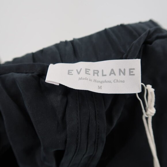 Everlane 100% Silk Black Shorts w White Stripe down sides Size Medium NWT - Picture 5 of 7